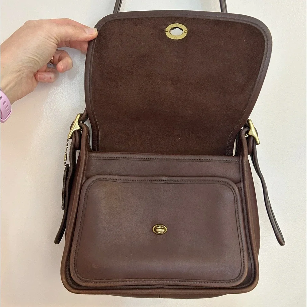 Coach Vintage Brown Leather Ramblers Legacy Crossbody Bag 9061 Brass Turnlock